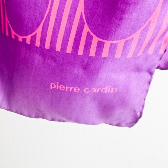 Vintage Pierre Cardin Pink Purple Hand rolled Long Scarf - Picture 5 of 6